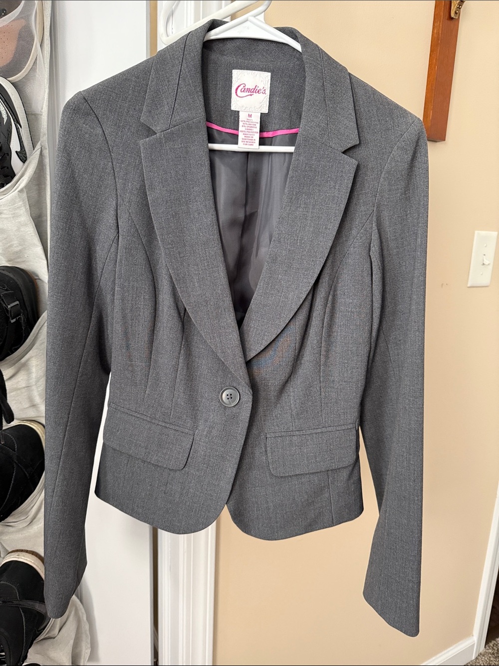 Candie's Gray Notch-Lapel Tailored Blazer
